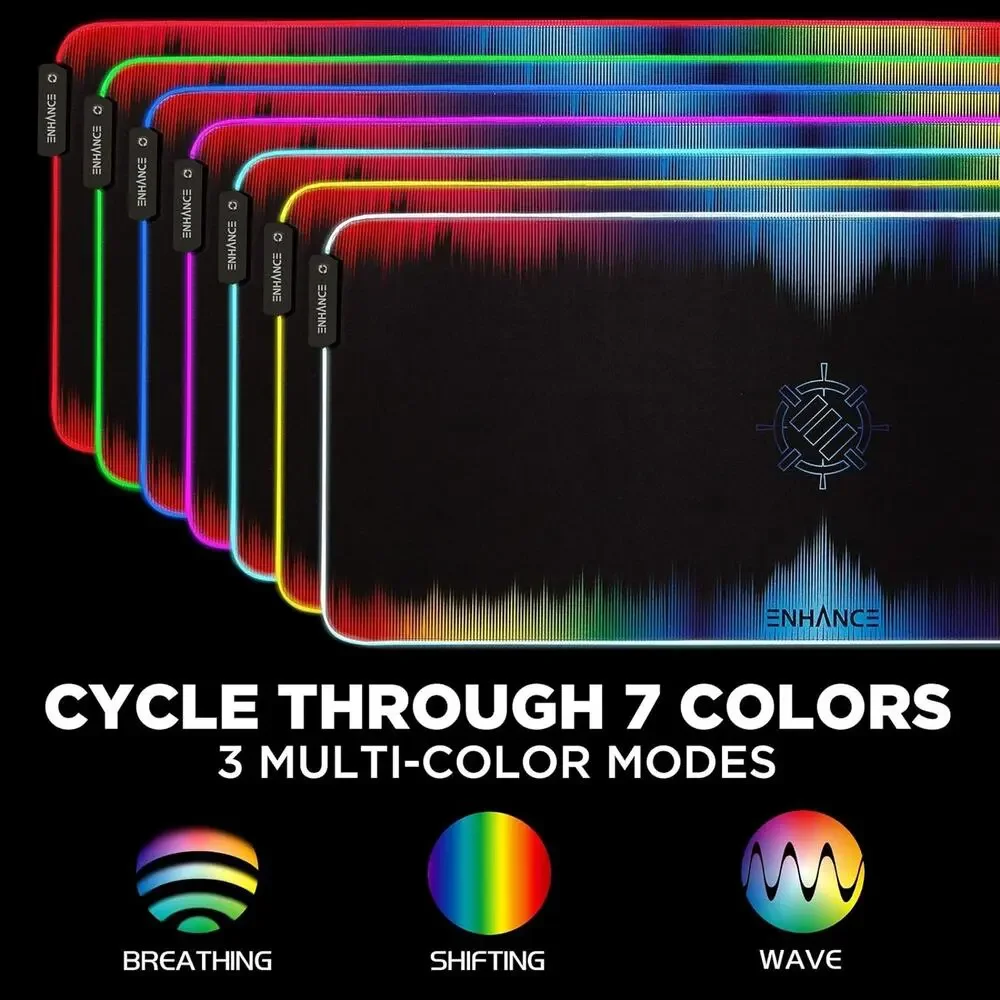 ENHANCE XXL LED Gaming Mouse Pad - 2XL Keyboard Desk Mat with 7 RGB Colors